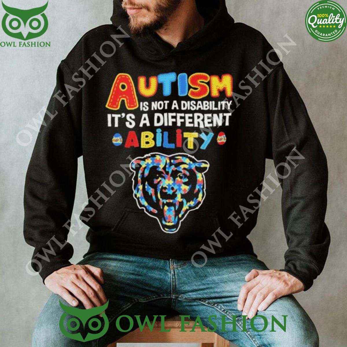 Chicago Bears Autism NFL Autism 2D Hoodie Shirt