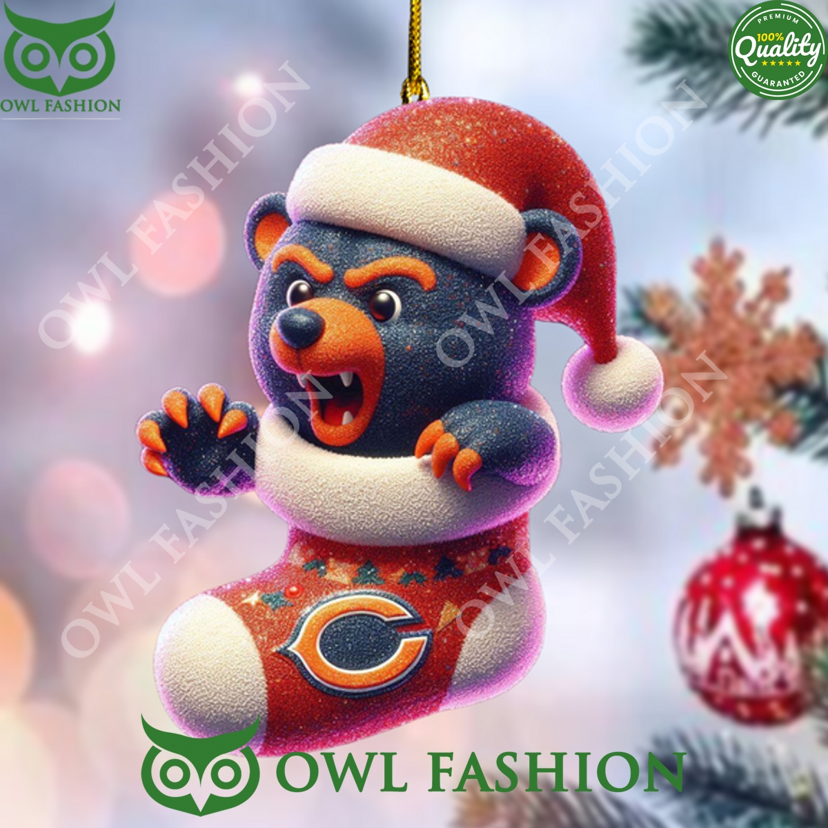 Chicago Bears cute in socks Plastic Ornaments