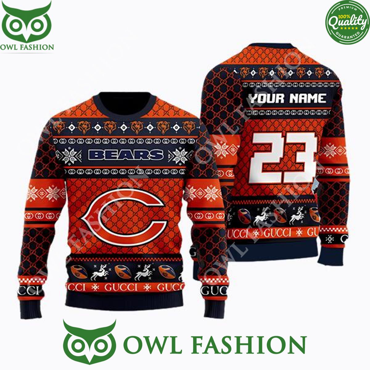 Chicago Bears Gucci Custom Christmas Sweater Jumper