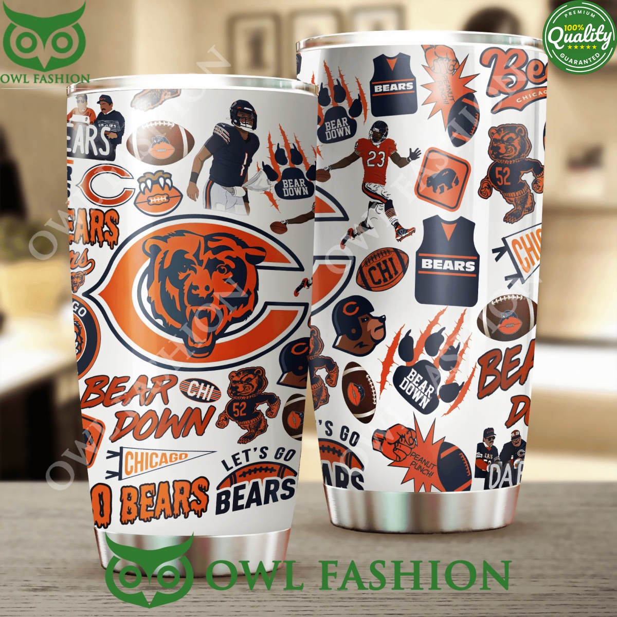 Chicago Bears Logo Lets Go Bears Symbol Tumbler 40oz