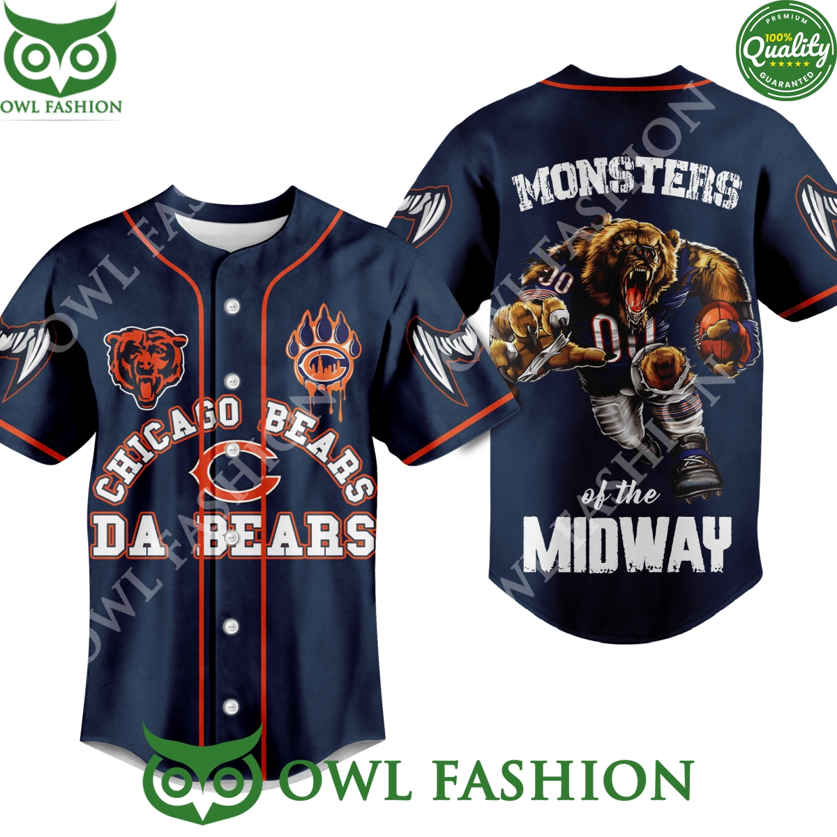 Chicago Bears Monster of the Midway Baseball Jersey