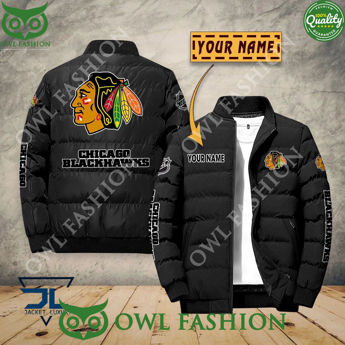 Chicago Blackhawks Custom Name NHL Ice Hockey Puffer Jacket Sport