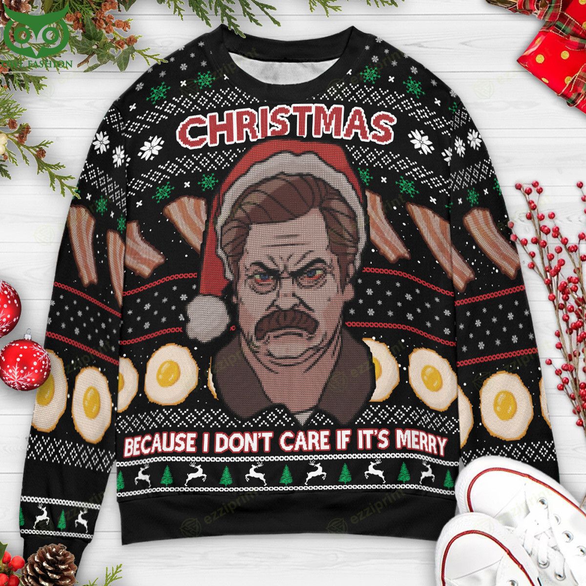 Christmas Because I don't care if It's Merry Ron Swanson Parks and Recreation Sweater