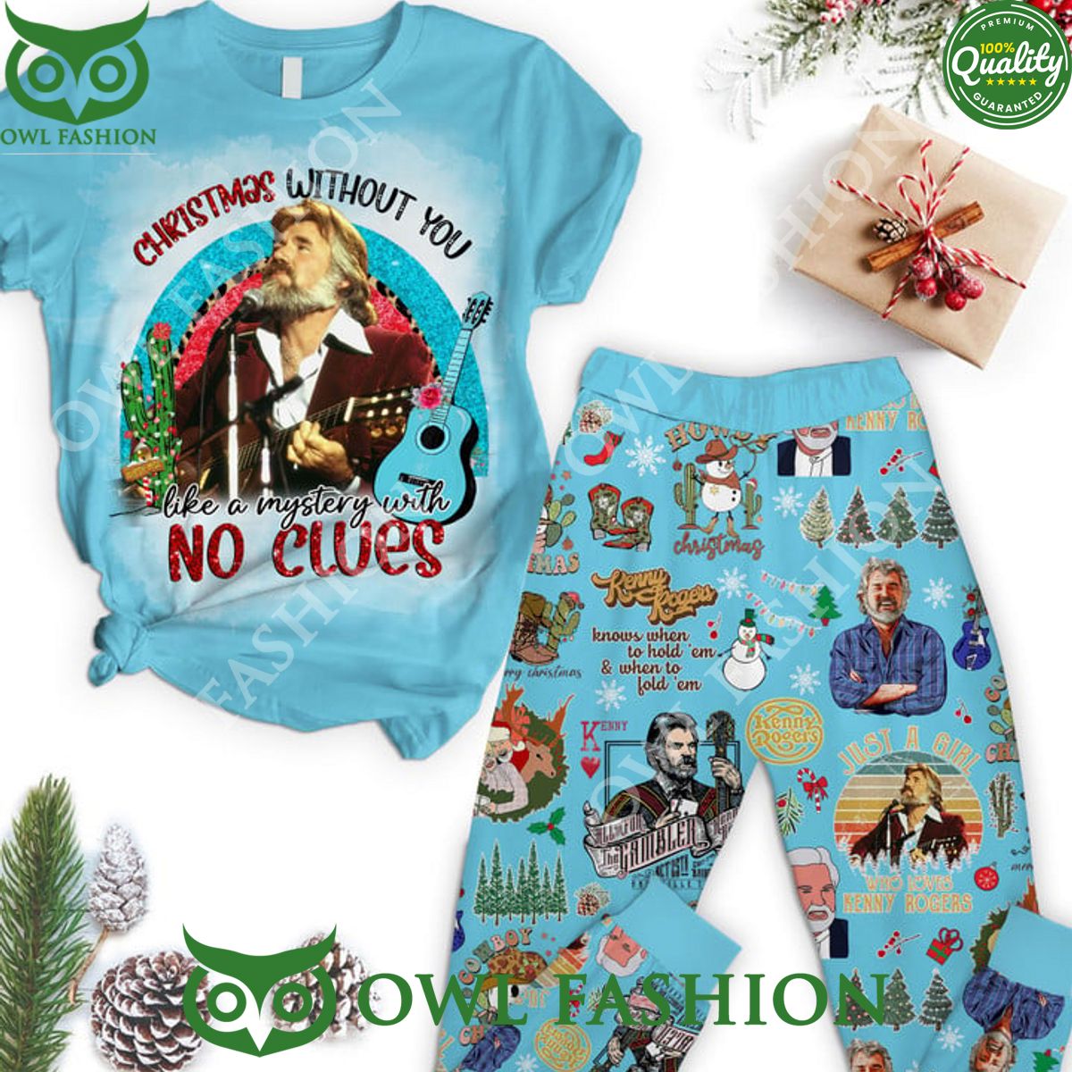 Christmas without Kenny Rogers Mystery No clues Pajamas Set
