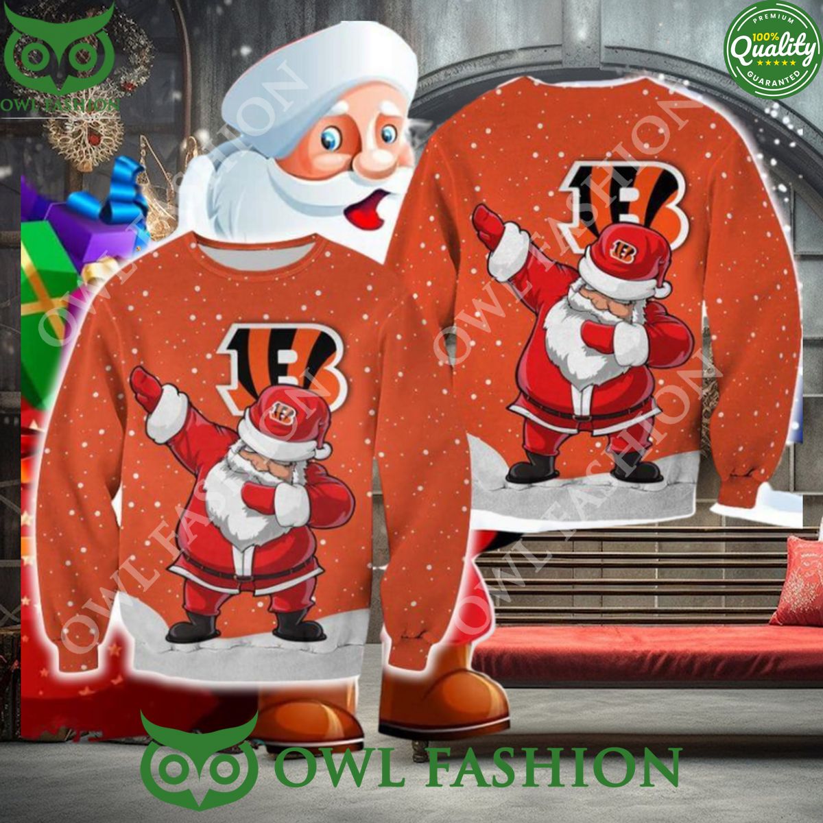Cincinnati Bengals Christmas Dab Santa Ugly New Style Sweater Jumper