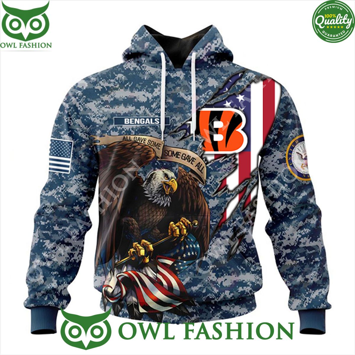 Cincinnati Bengals NFL Honor US Navy Veterans 3D Hoodie t shirt sweatshirt