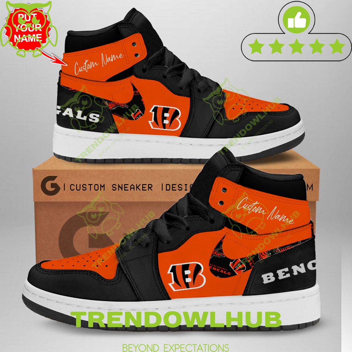 Cincinnati Bengals NFL Team Custom Air Jordan High Top