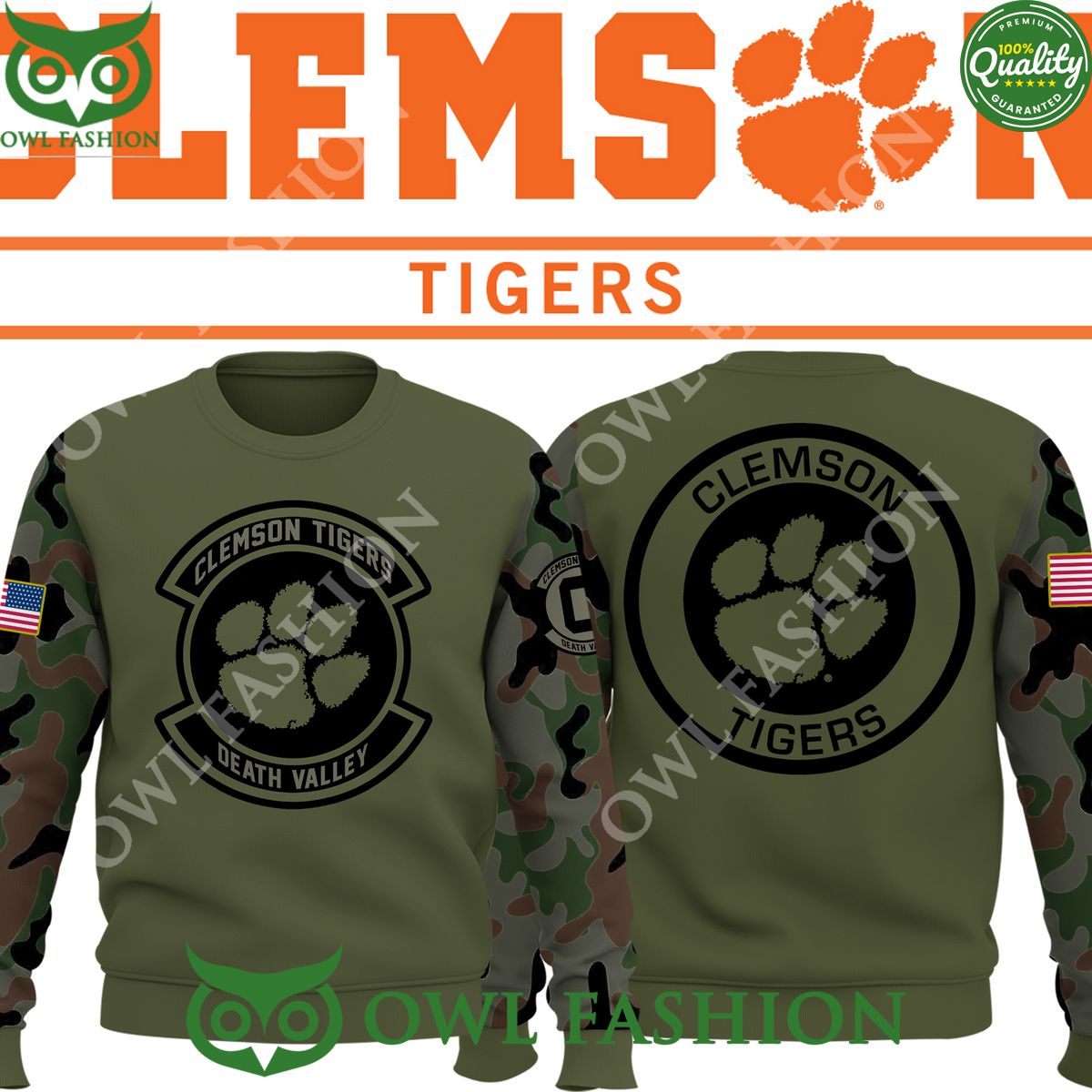Clemson Tigers Football Veterans NCAA Camo 2023 Sweatshirt ugly sweater jumper
