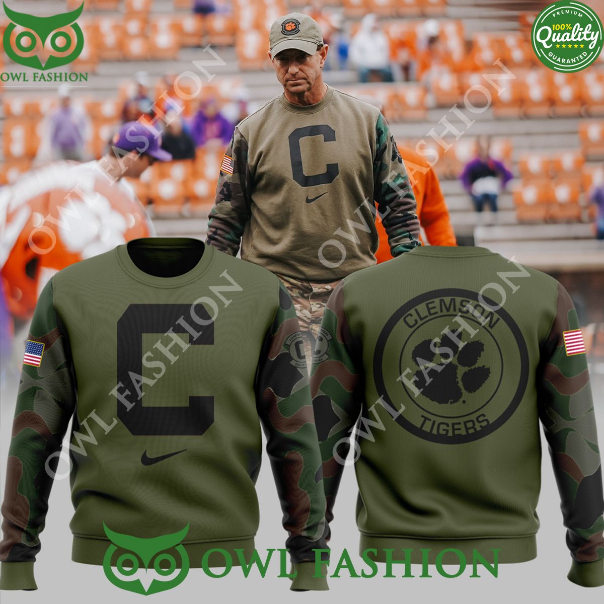 Clemson Tigers NCAA Camo Football Veterans ugly sweater jumper