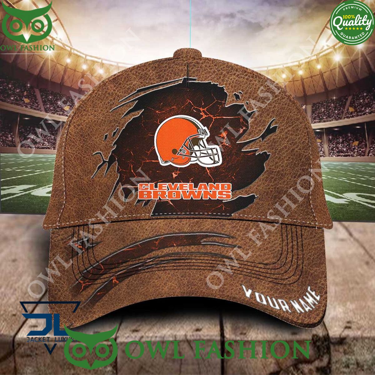 Cleveland Browns Leather Pattern NFL Premium Customized Classic Cap