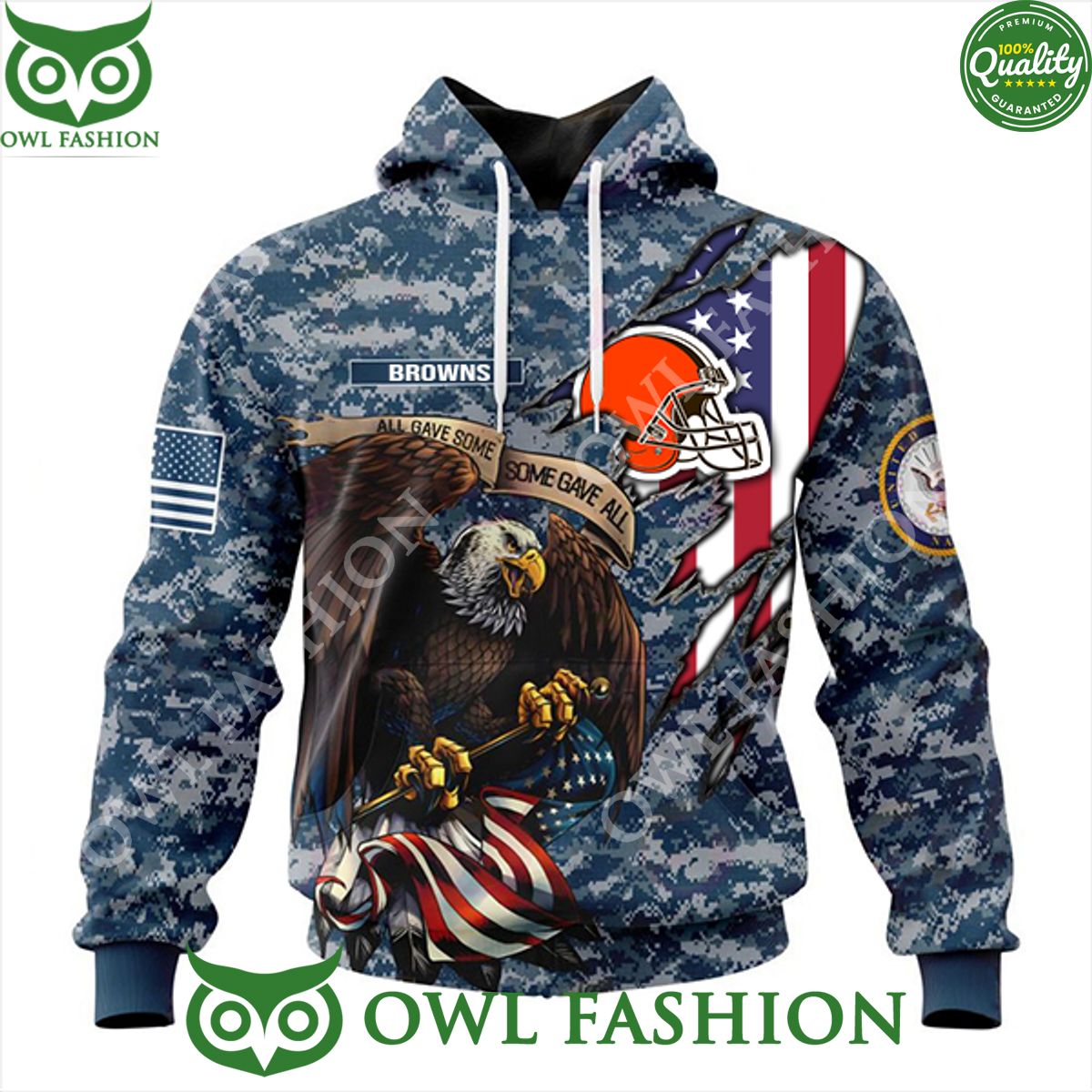 Cleveland Browns NFL Honor US Navy Veterans 3D aop hoodie sweatshirt