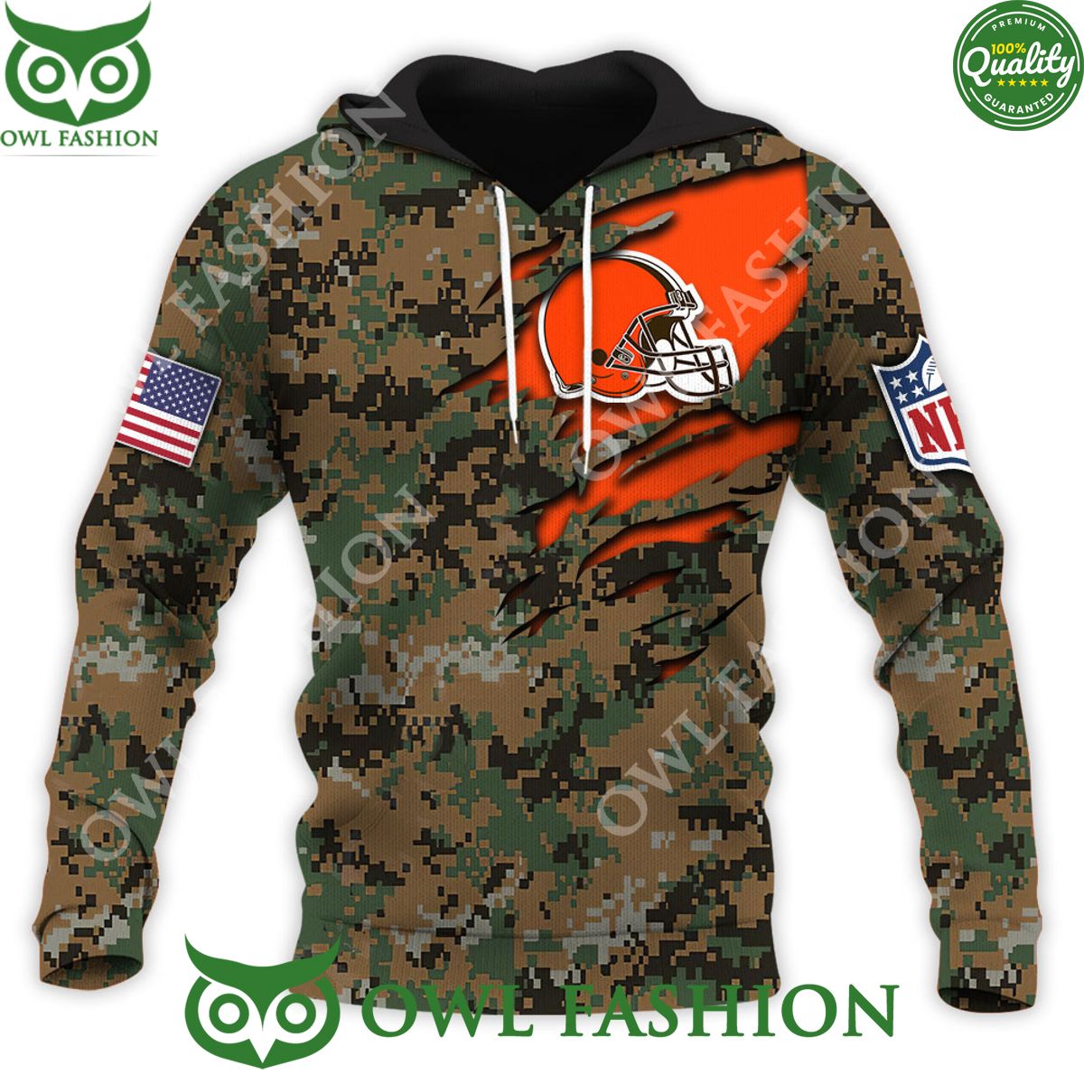 Cleveland Browns Personalized NFL Honor US Marine Veterans 3d hoodie sweatshirt