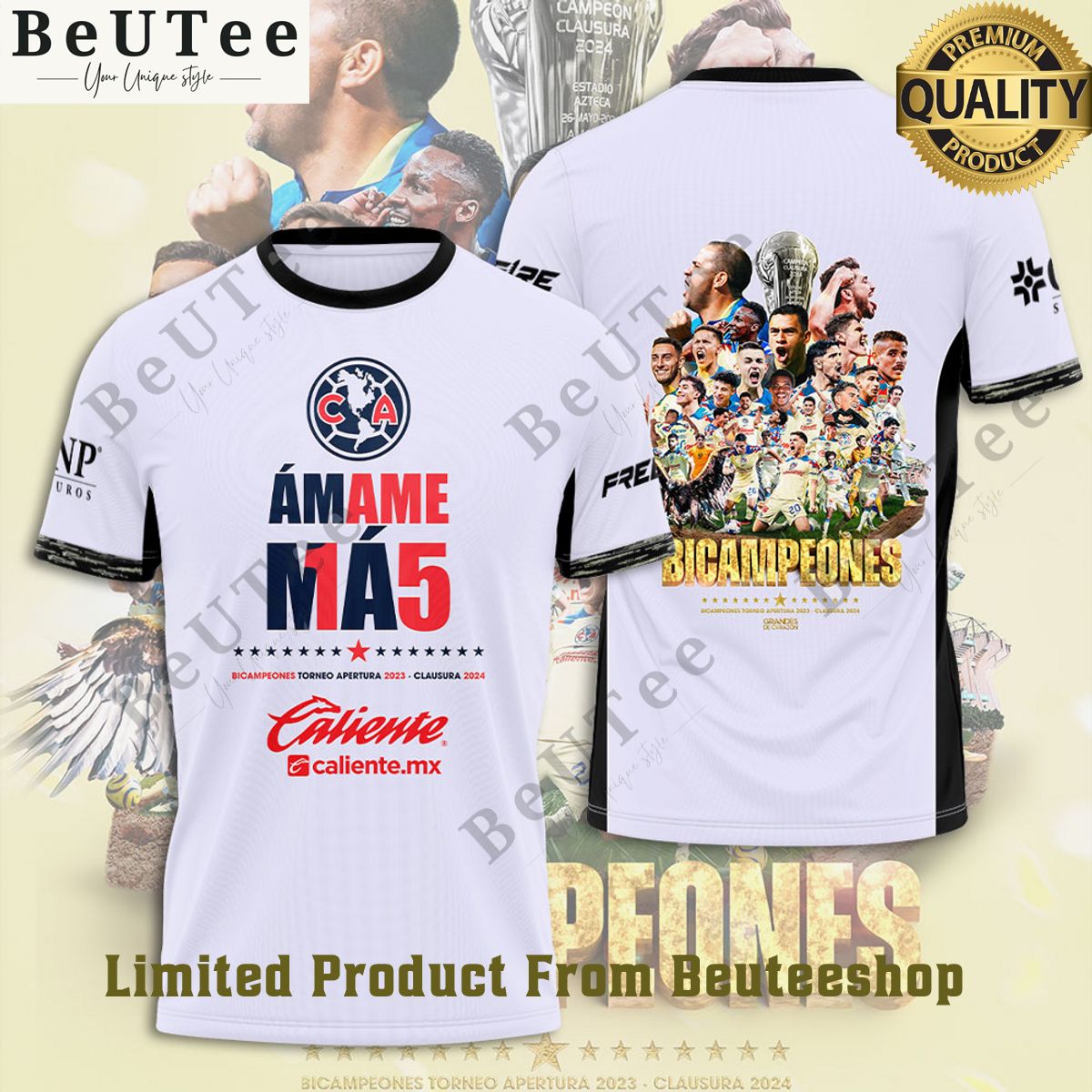 Club América Amame MA5 Bicampeones 3d t shirt