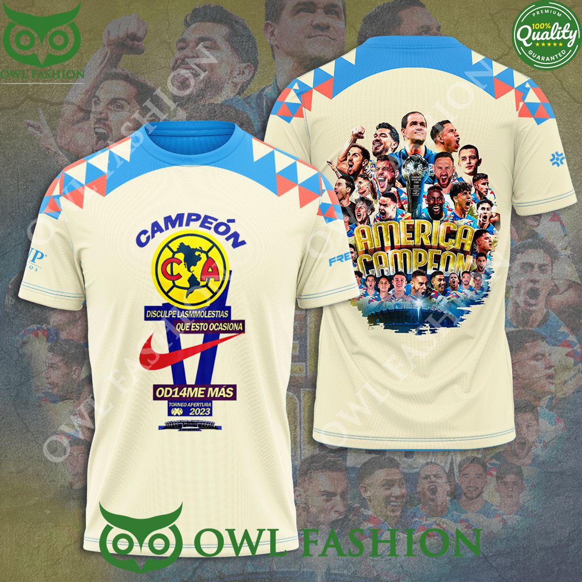 Club America Campeon 2023 3D Liga MX printed shirt