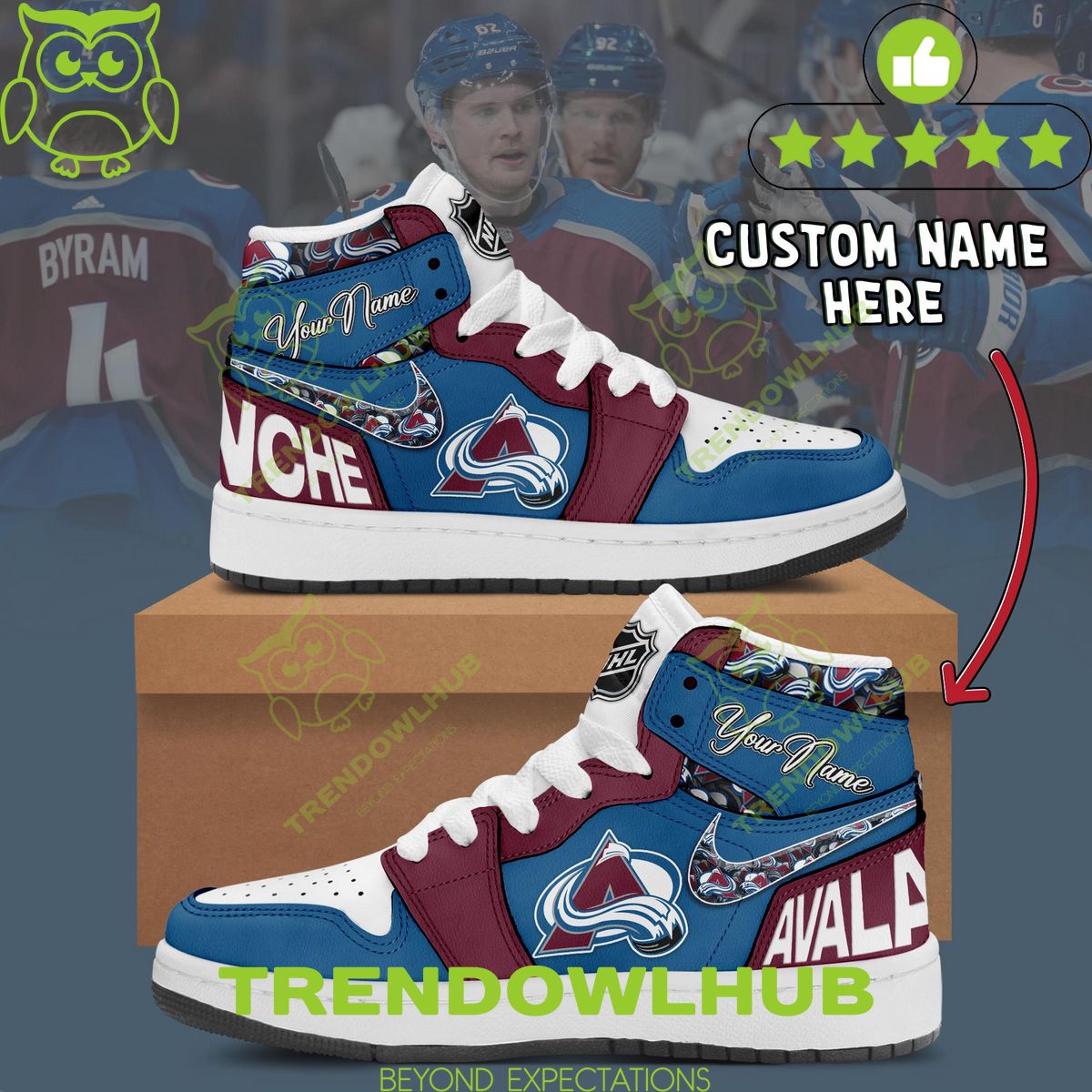 Colorado Avalanche NHL Personalized Air Jordan Shoes High Top