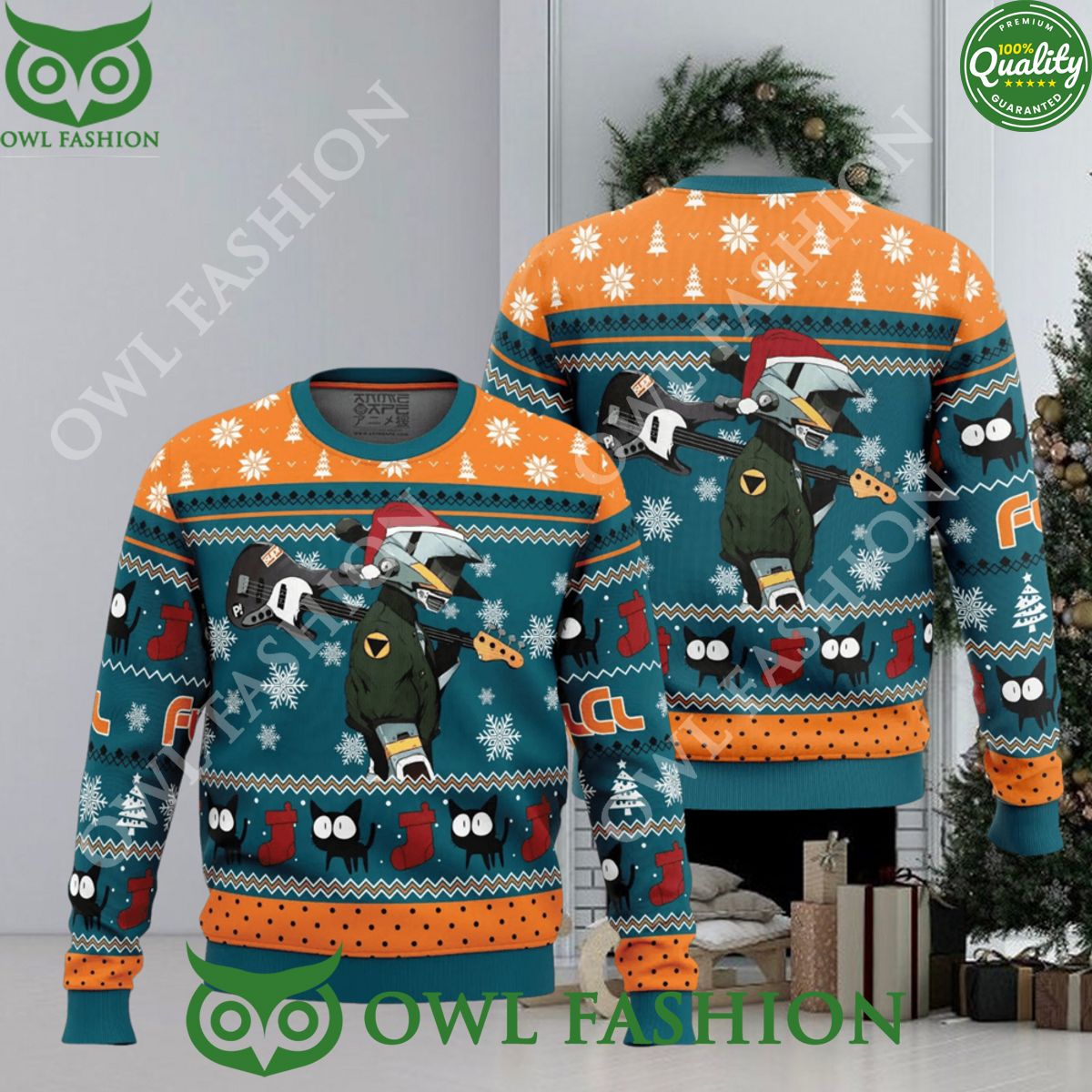 Cool Guitar Canti Fooly Cooly FLCL Ugly Christmas Sweater Jumper