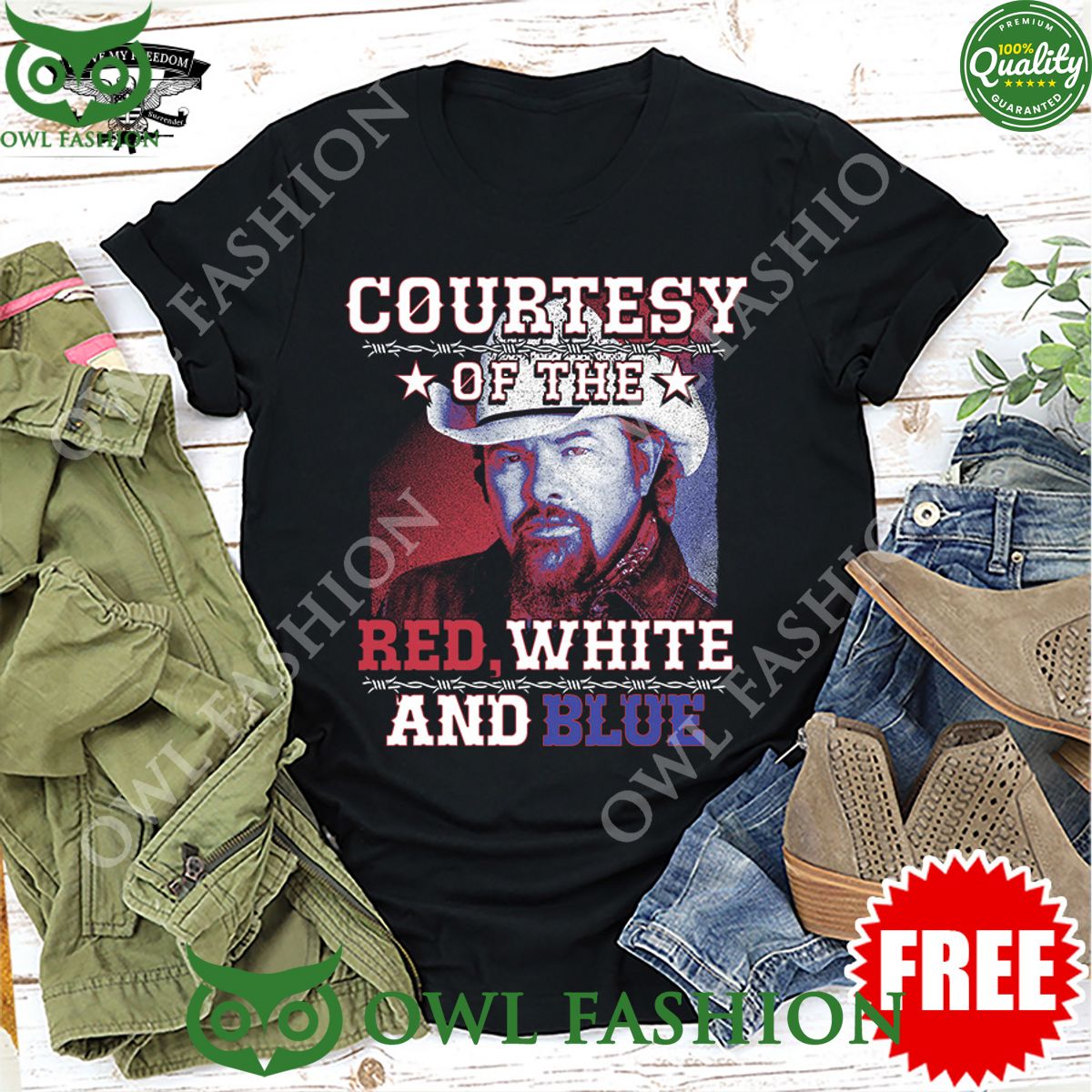 Courtesy of the Red White and Blue Song by Toby Keith The Angry American t shirt