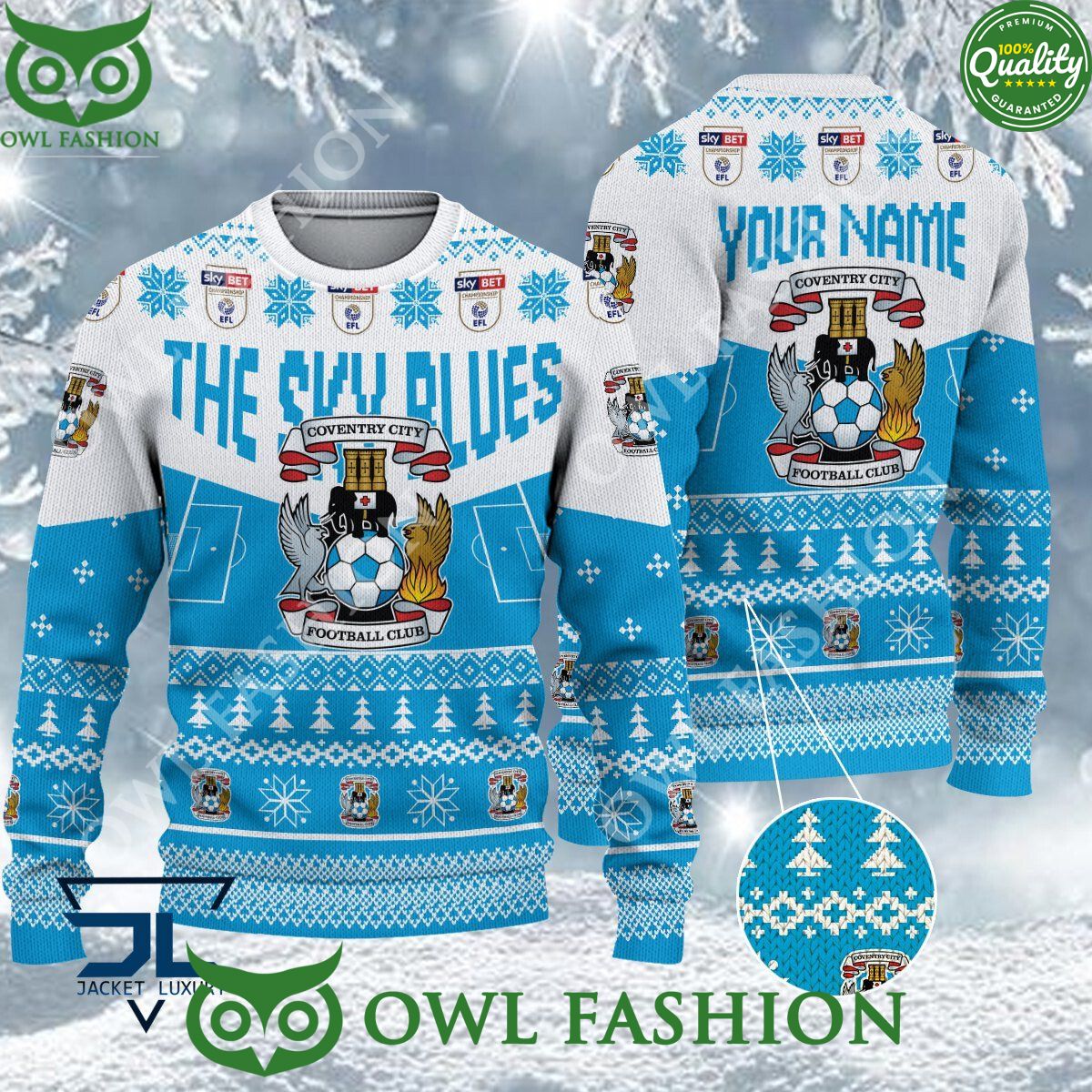 Coventry City F.C EFL 2023 Custom Ugly Christmas Sweater Jumper