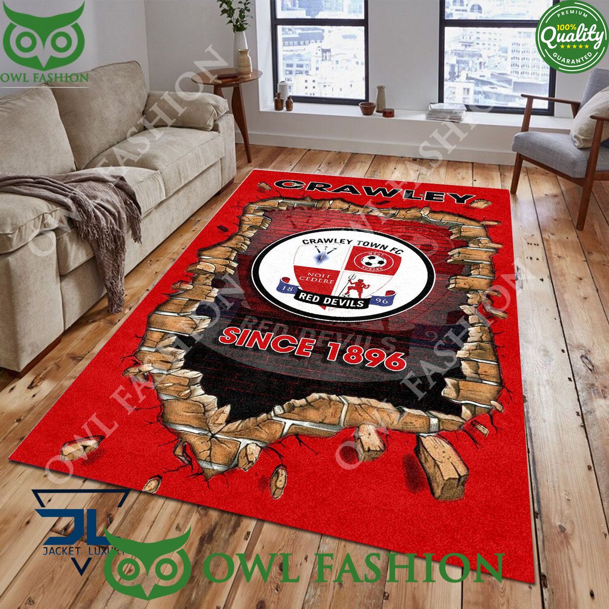Crawley Town 1847 League Two Living Room Rug Carpet