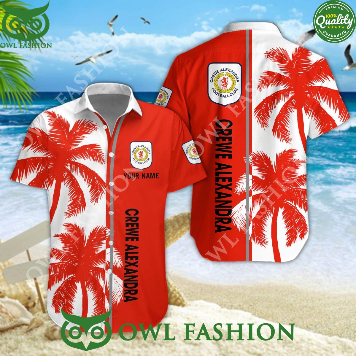Crewe Alexandra EFL League Tropical Coconut Summer Custom Name Hawaiian Shirt