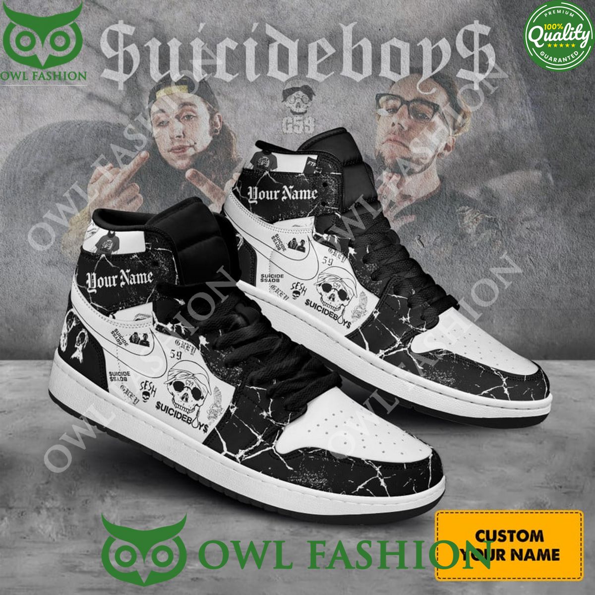 Custom Name American hip hop duoSuicideboys Air Jordan High Top Sneaker Boot