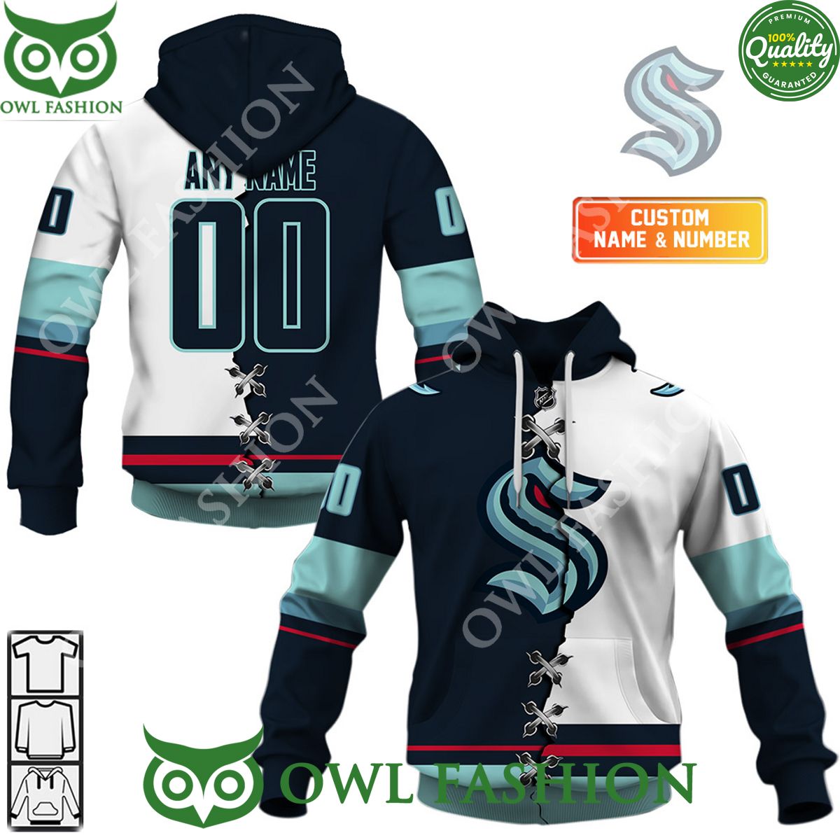 Custom Name and Number NHL San Jose Sharks Mix Sew Stitch Crack 2024 Hoodie shirt