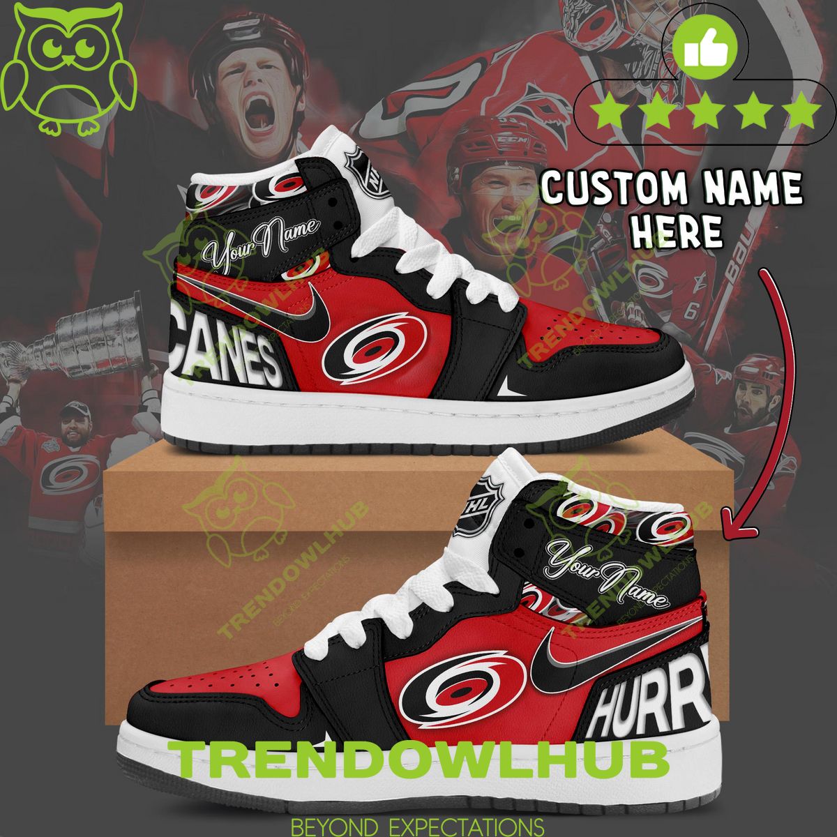 Custom Name Carolina Hurricanes NHL Ice Hockey Team Air Jordan 1