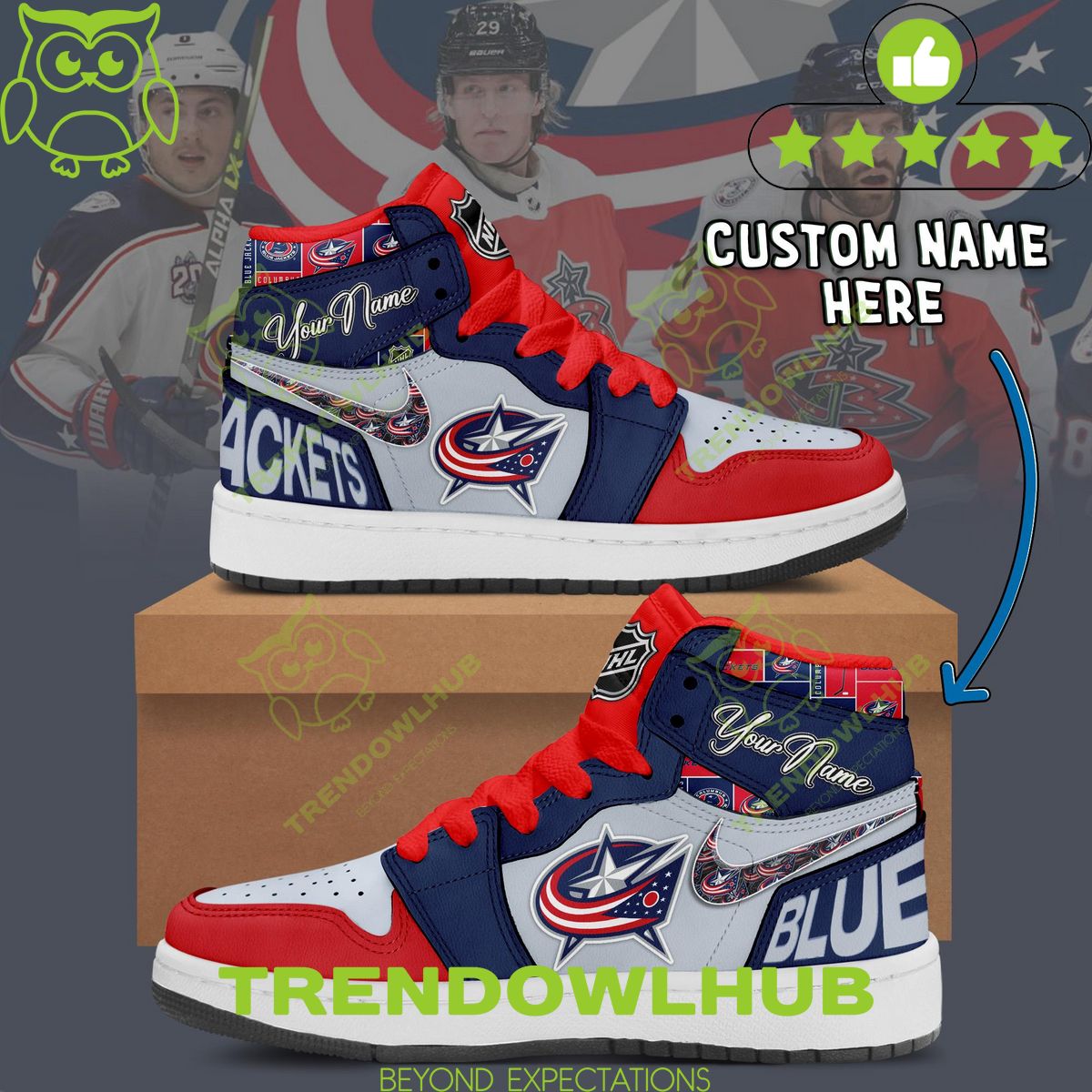 Custom Name Columbus Blue Jackets Ice Hockey Team Air Jordan Shoes