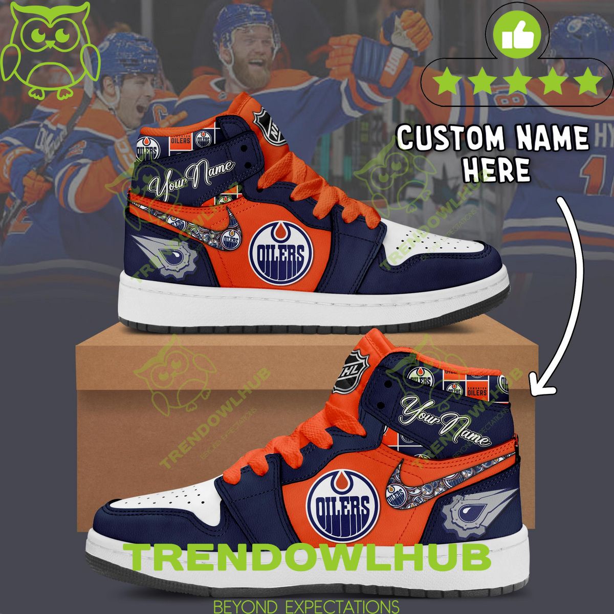 Custom Name Edmonton Oilers Ice Hockey Team Air Jordan Shoes