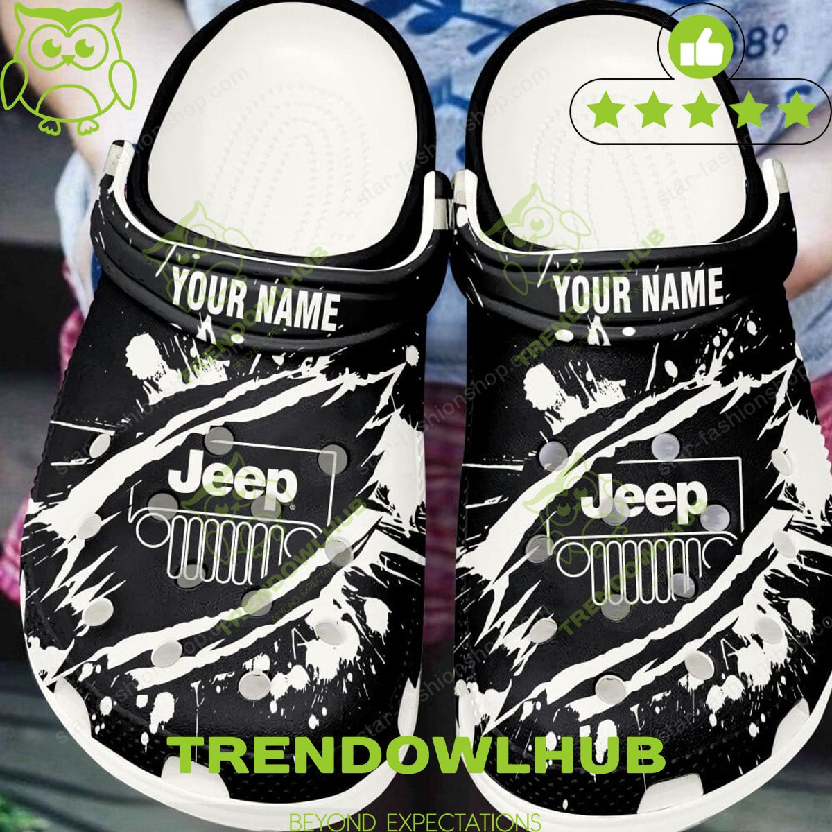 Custom Name Jeep Wrangler Black Limited Design Color Crocs