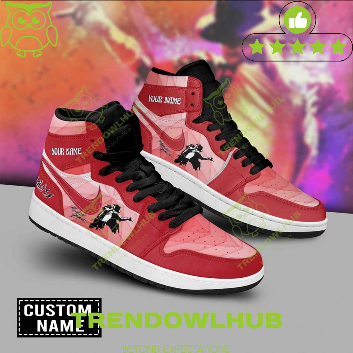 Custom Name Michael Jackson Legend Signature Dance Moves King of Pop Air Jordan High Top