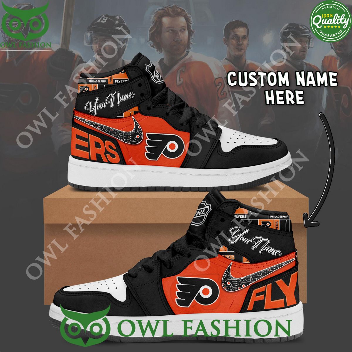 Custom Name Philadelphia Flyers Ice Hockey Team Air Jordan Shoes