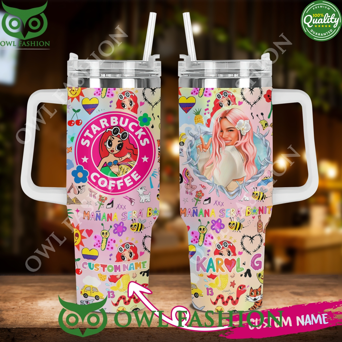 Custom name Starbucks Coffee Manana Sera 40oz Tumbler with handle