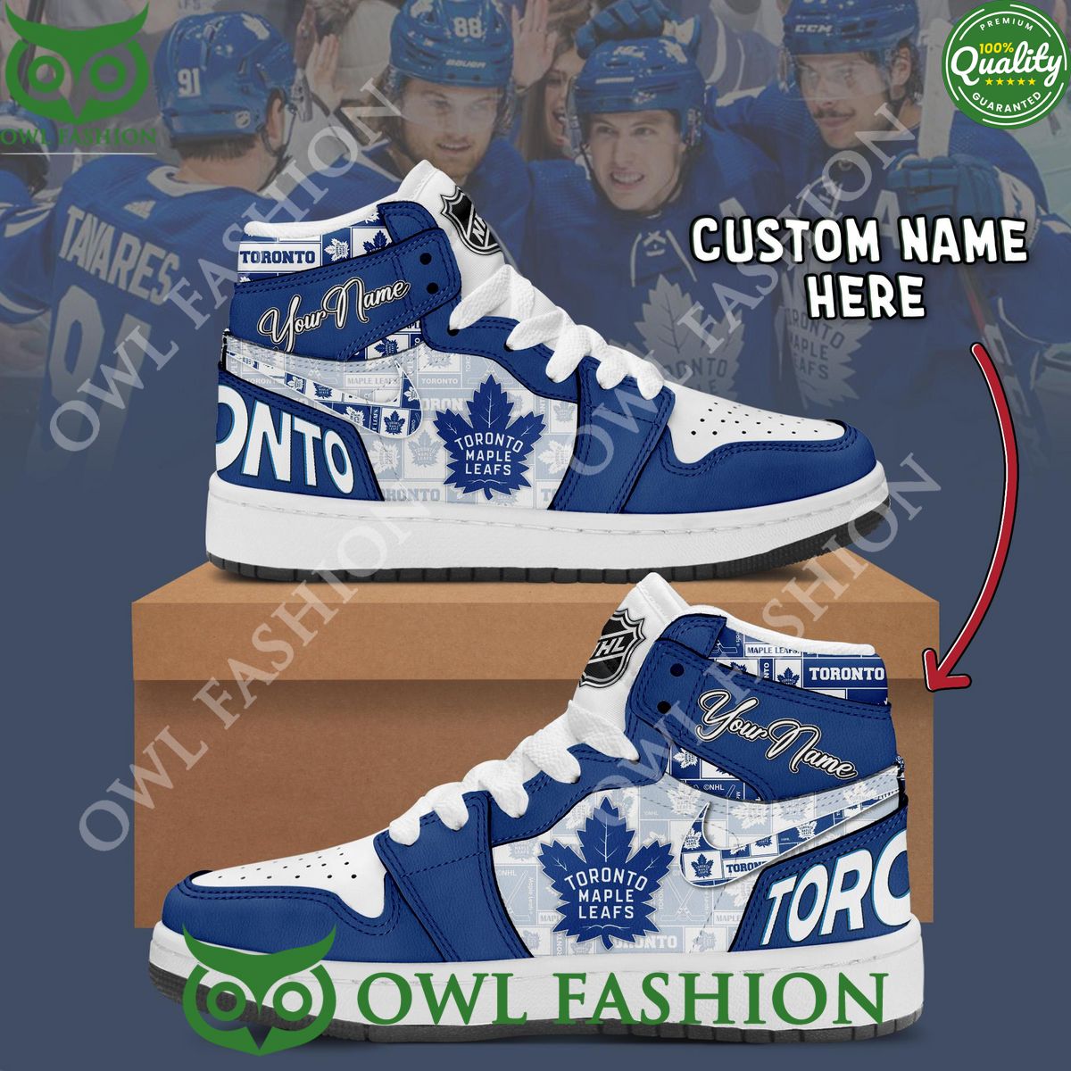 Custom Name Toronto Maple Leafs NHL Ice Hockey Team Air Jordan High Top