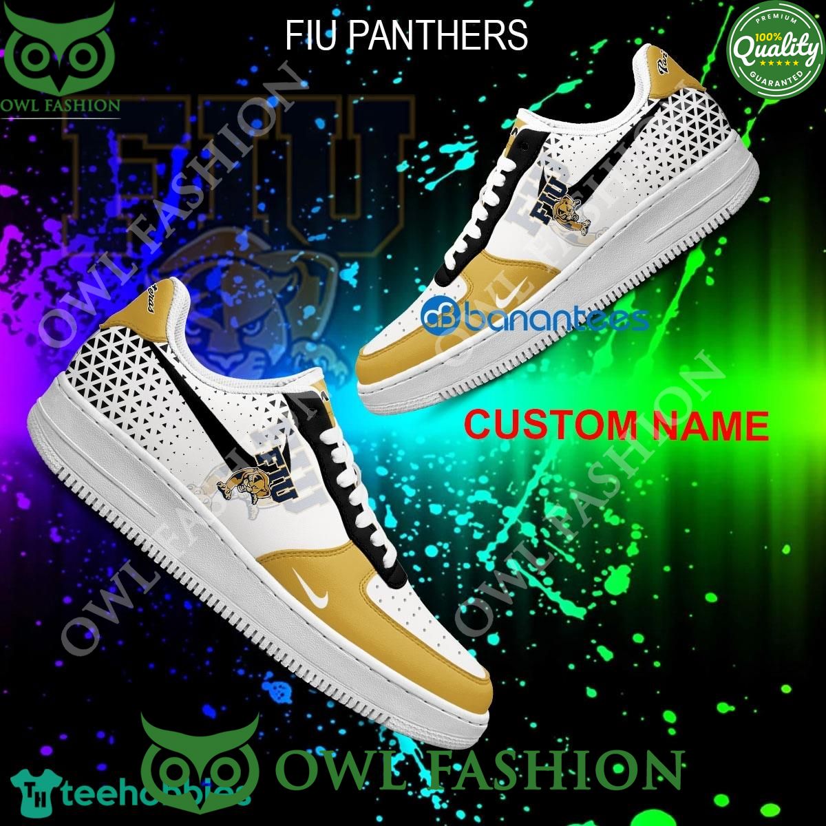 Customized NCAA FIU Panthers Air Force 1 Shoes AOP AF1 Sneaker