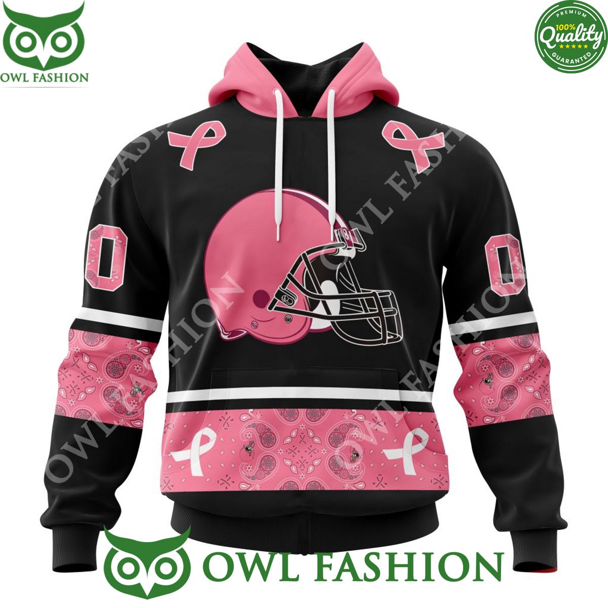 Customized NFL Cleveland Browns Pink Breast Cancer 3D Hoodie Shirt