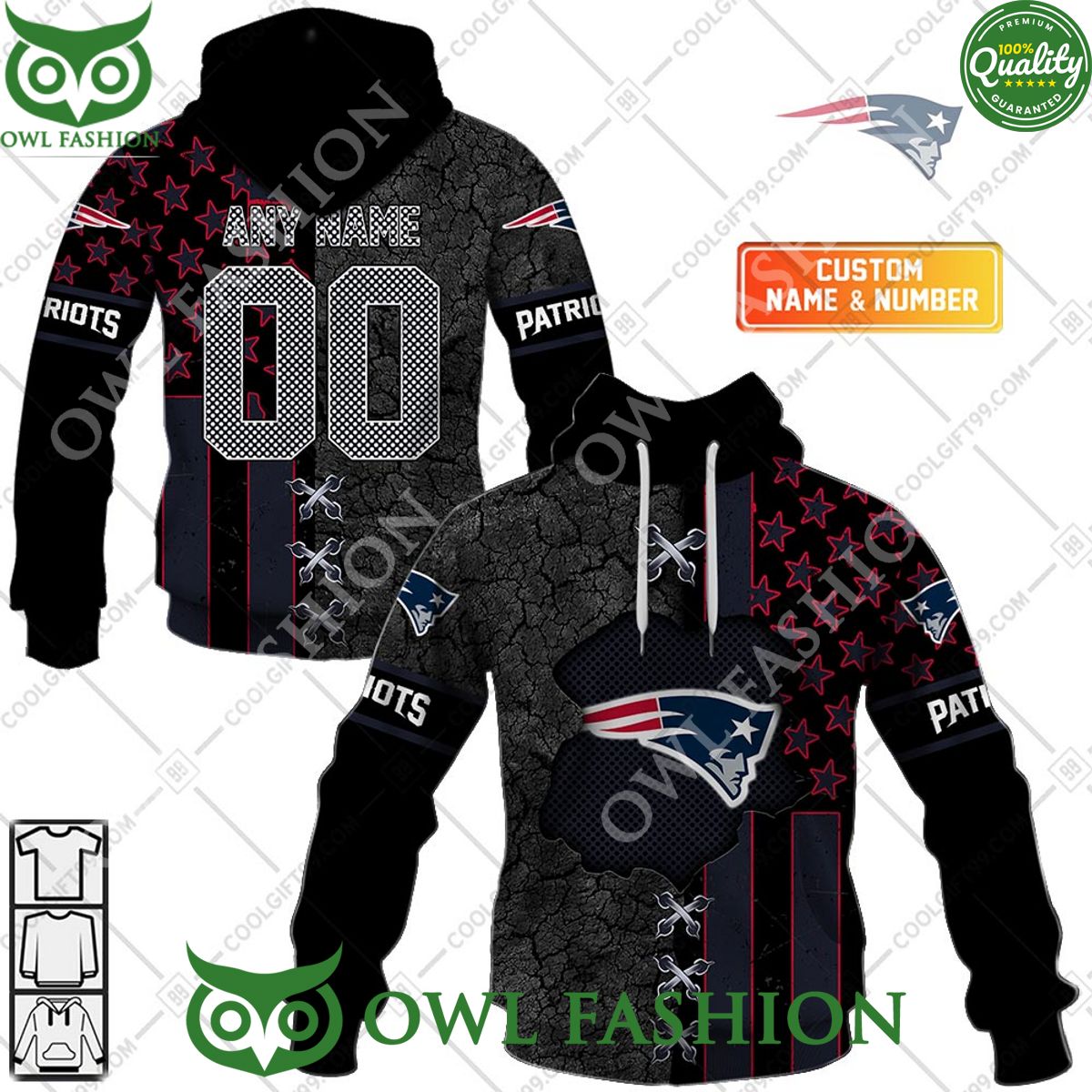 Customized NFL New England Patriots USA Flag Broken Mix Hoodie shirt