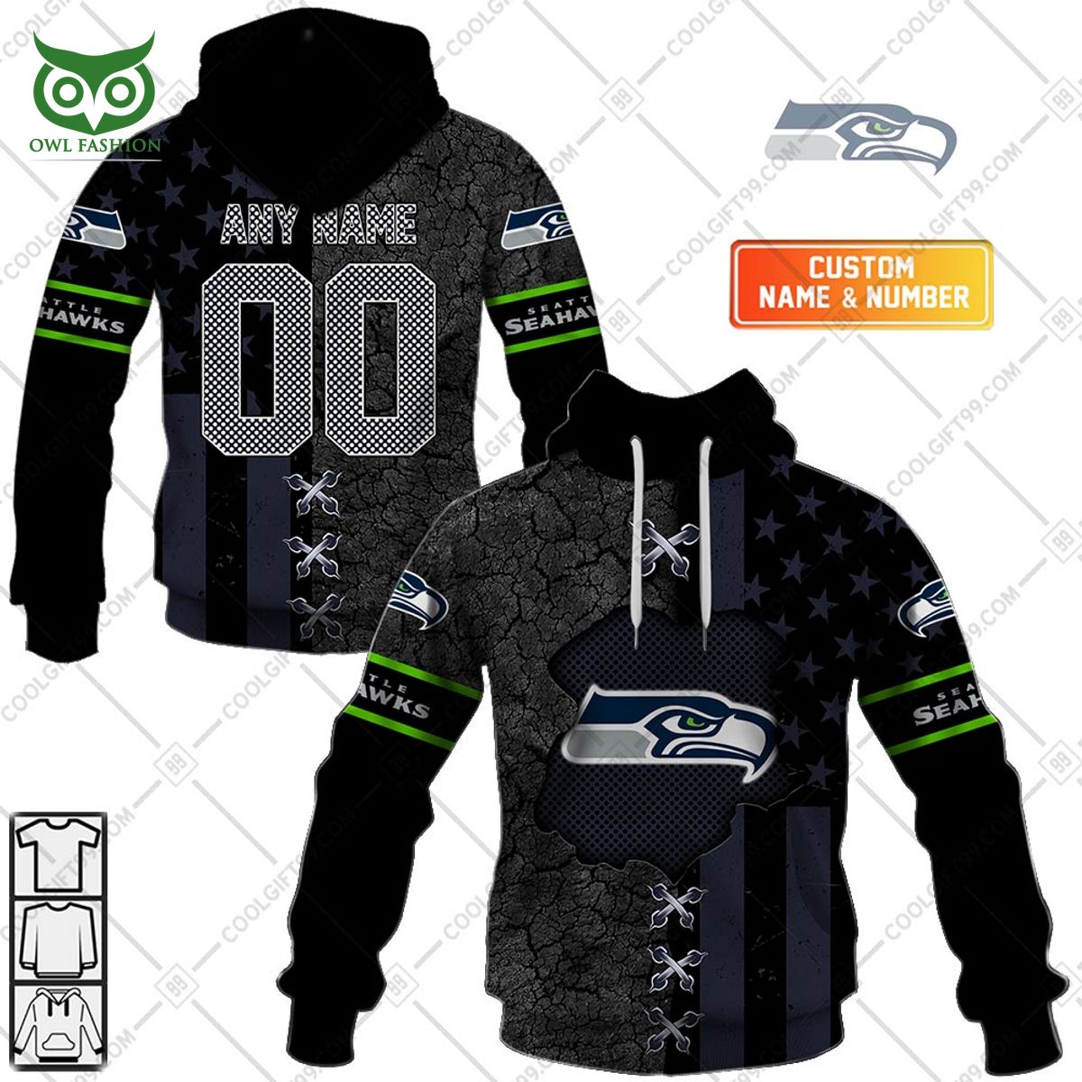 Customized NFL Seattle Seahawks hoodie shirt printed