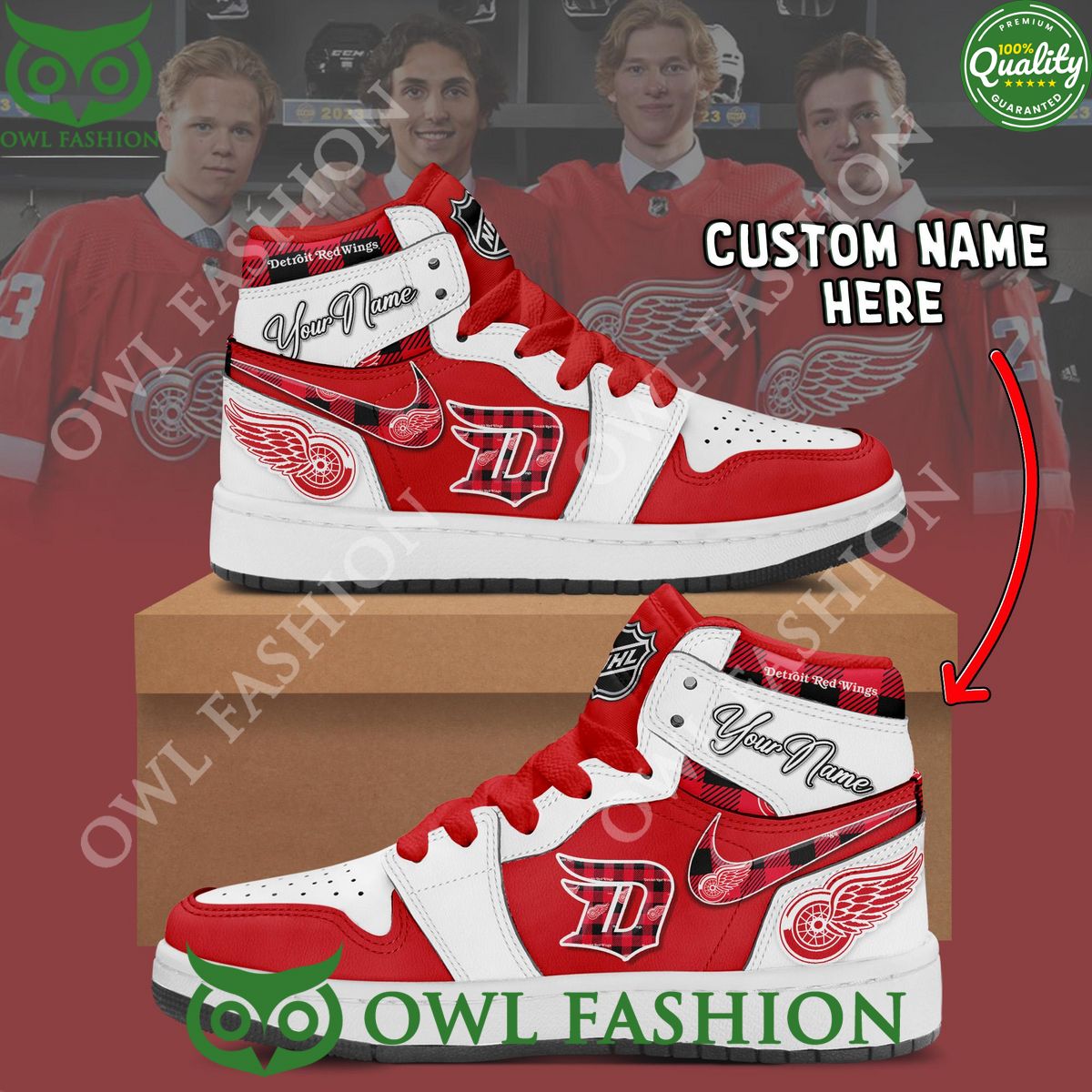 Customized NHL Detroit Red Wings Limited Nike Air Jordan Sneakers