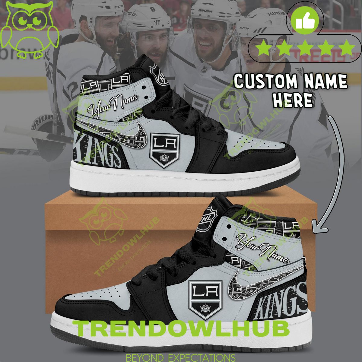 Customized NHL Hockey Los Angeles Kings Air Jordan High Top