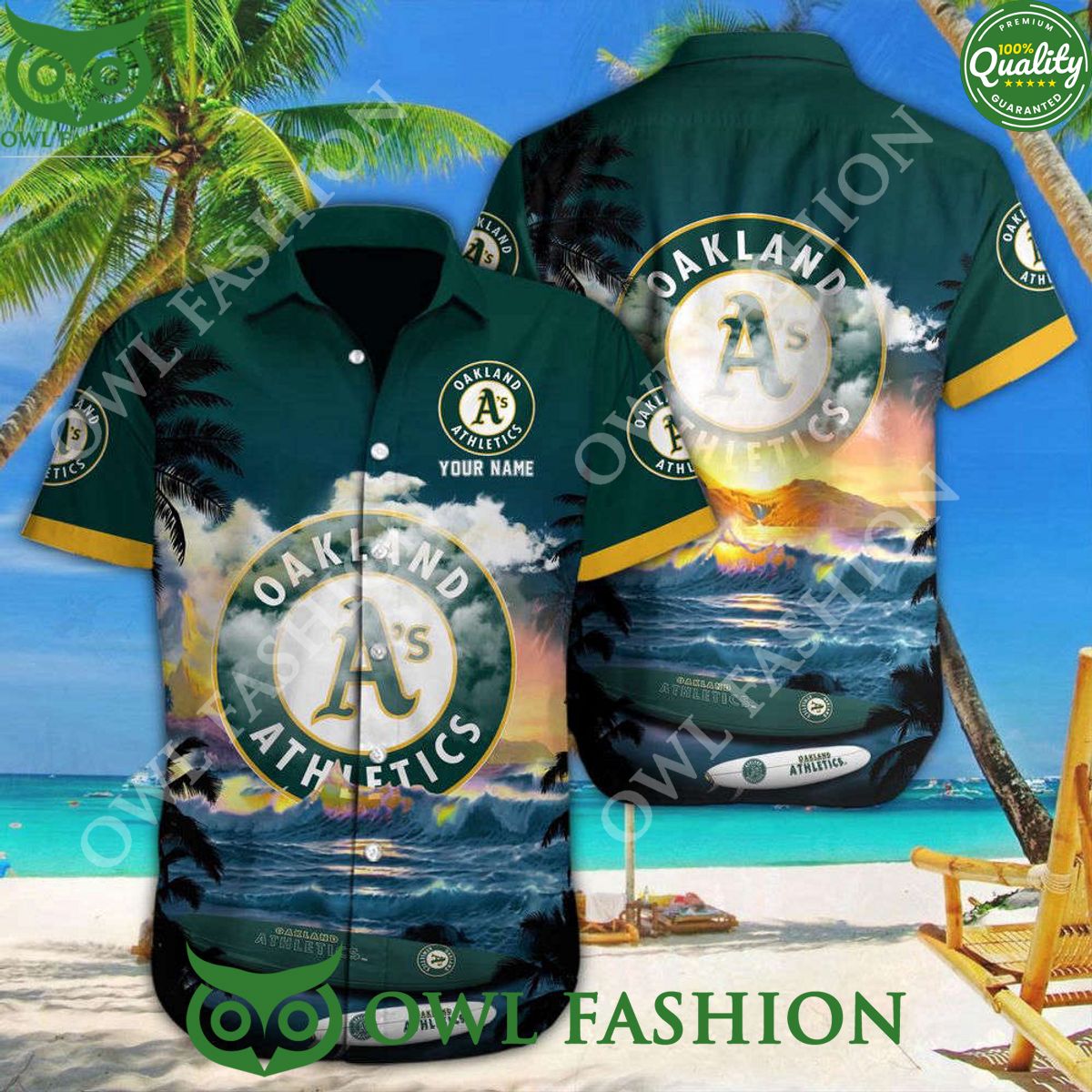 Customized Oakland Athletics MLB Baseball Hawaiian shirt and shorts