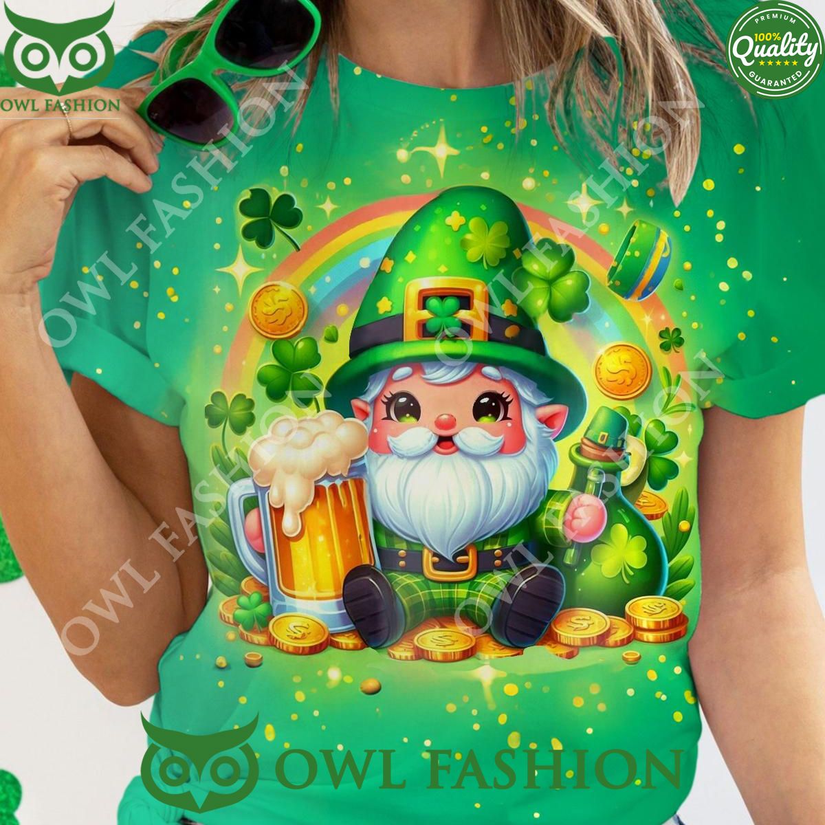 Cute St. Patrick Gnome Crew Neck Limited Tshirt
