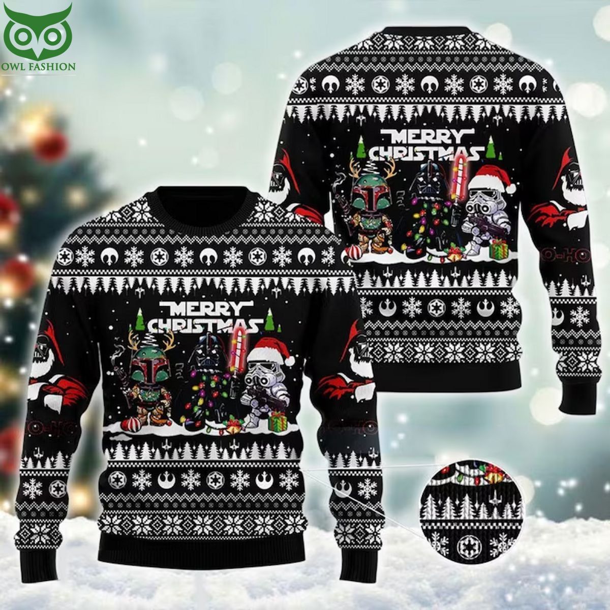 Cute Star War Christmas Black 3D Ugly Sweater Jumper