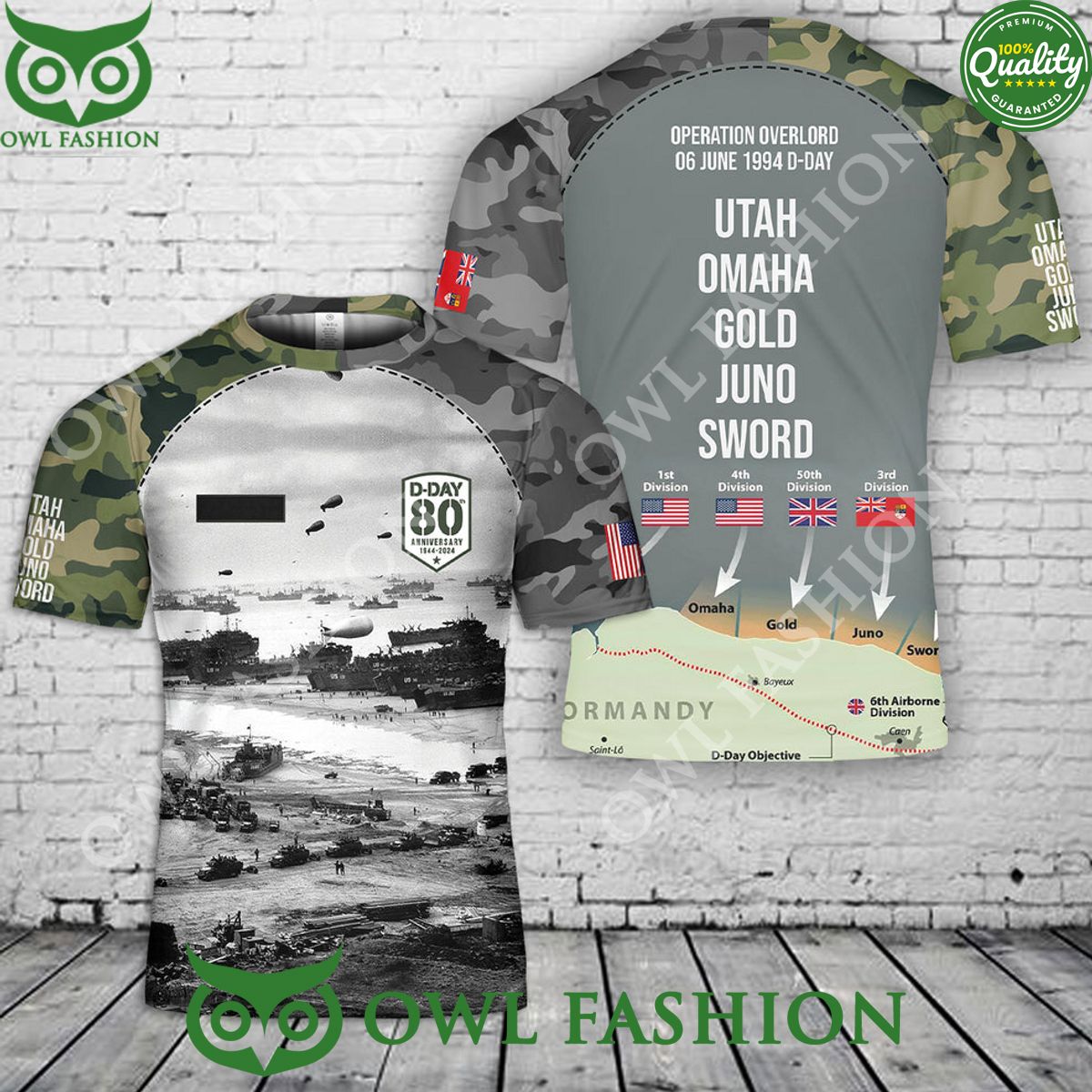 D Day 80th Anniversary 3d Operation overload 06 June 1994 Utah Omaha Gold Juno Sword T Shirt Custom Name