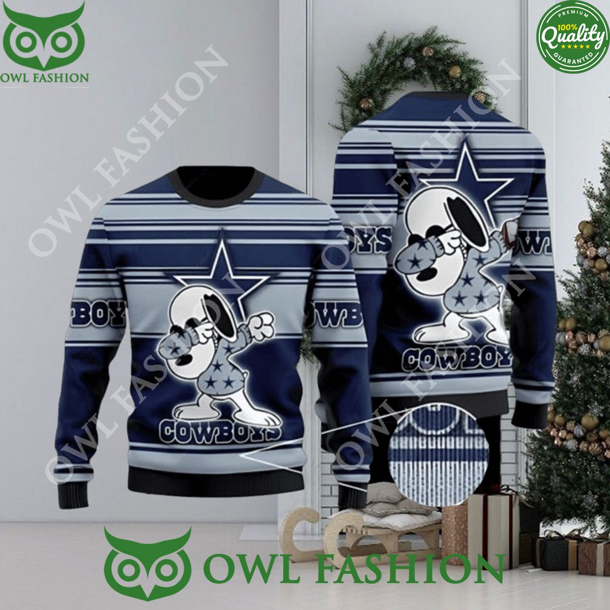Dallas Cowboys Dabbing Snoopy Ugly Christmas Sweater Jumper