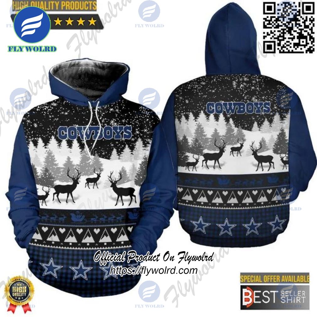 Dallas Cowboys Logo Football Christmas 3D NFL 3D All Over Print Hoodie