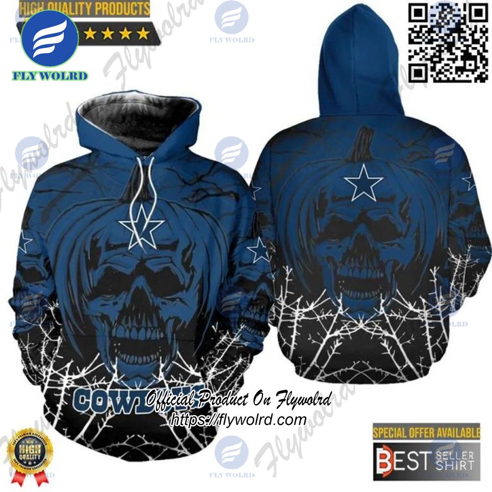 Dallas Cowboys Logo Football Halloween Pumpkin NFL 3D All Over Print Hoodie