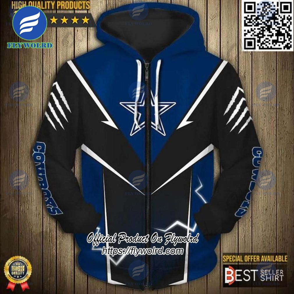 Dallas Cowboys Logo Football Lightning NFL 3D All Over Print Hoodie