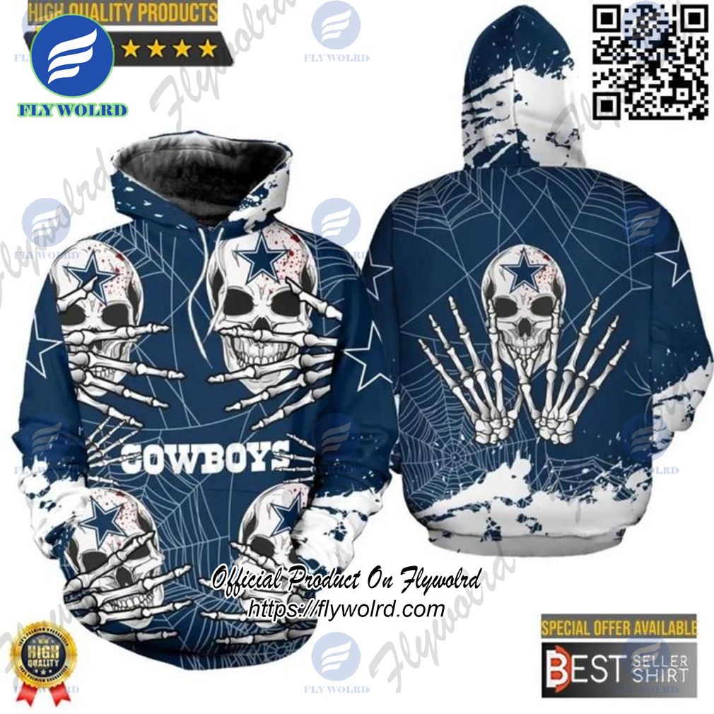 Dallas Cowboys Logo Football Skull NFL 3D All Over Print Hoodie