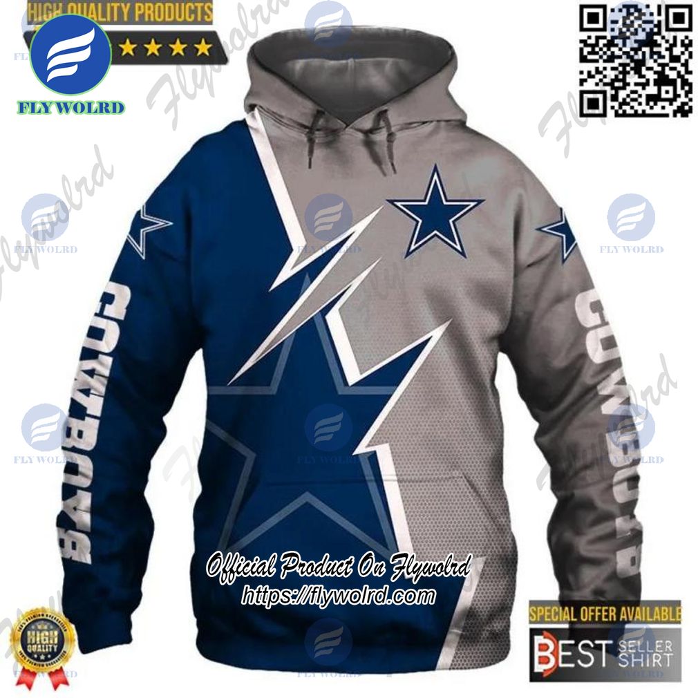 Dallas Cowboys Logo Football Zigzag NFL 3D All Over Print Hoodie